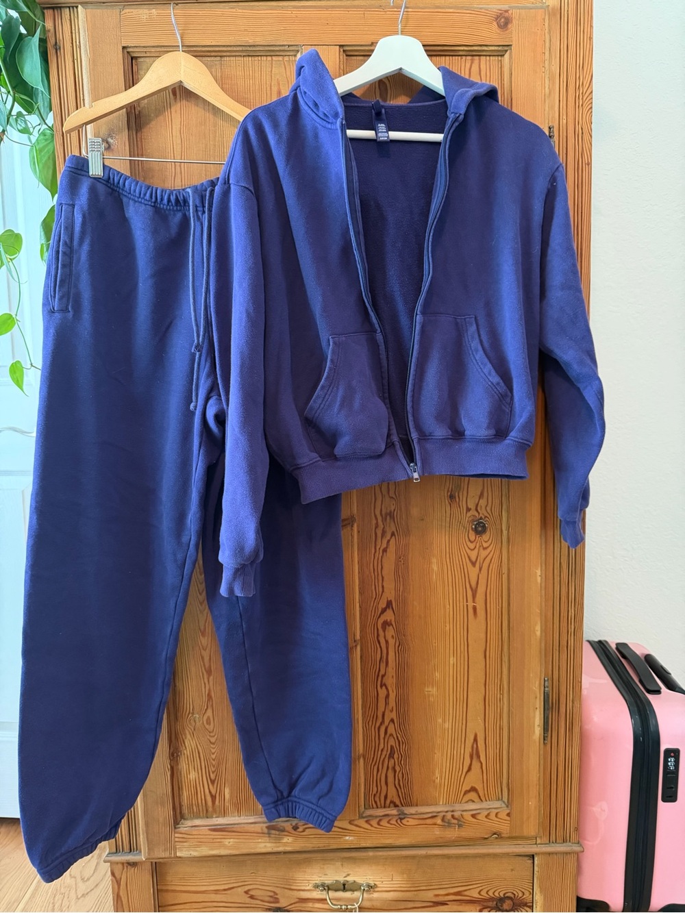 SKIMS Elictric  Blue Zip Hoodie & Matching Sweatpants Set